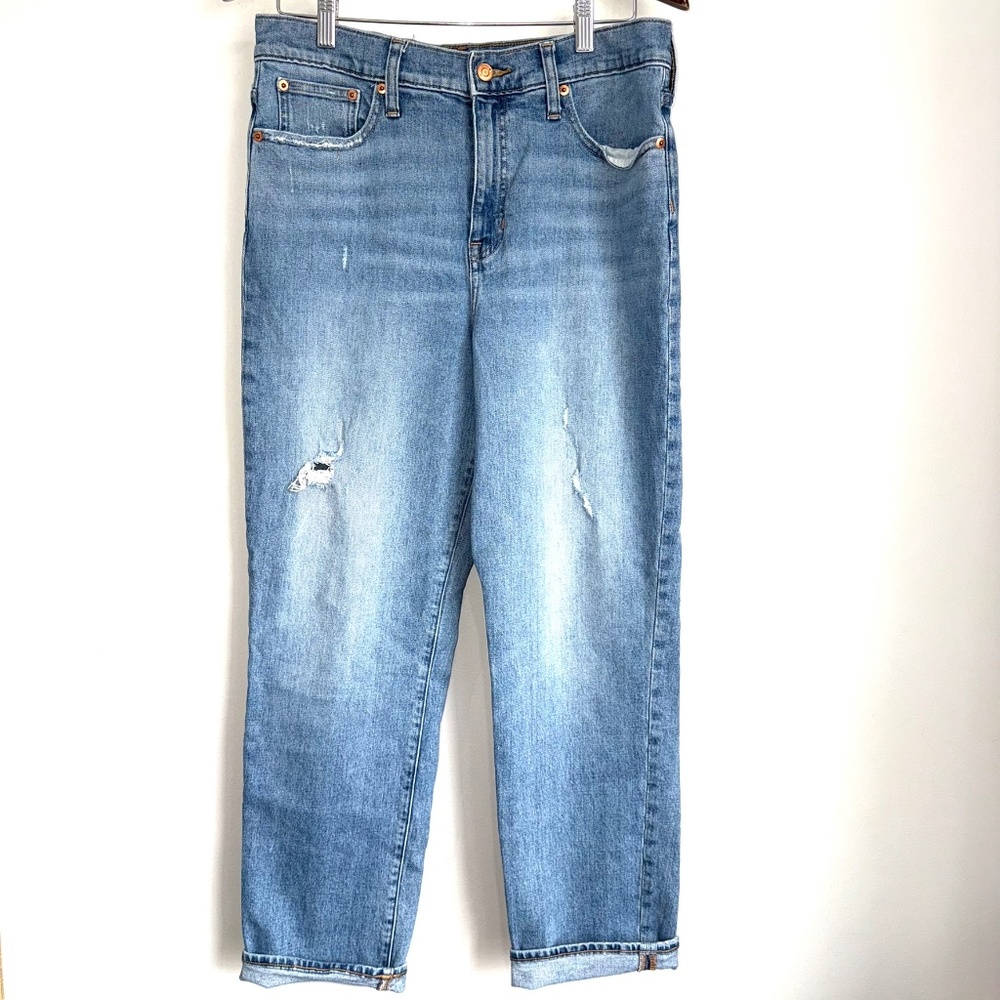 JCREW Womens 30 Tall Medium Wash Classic Straight Distressed Jeans BA655 UU4